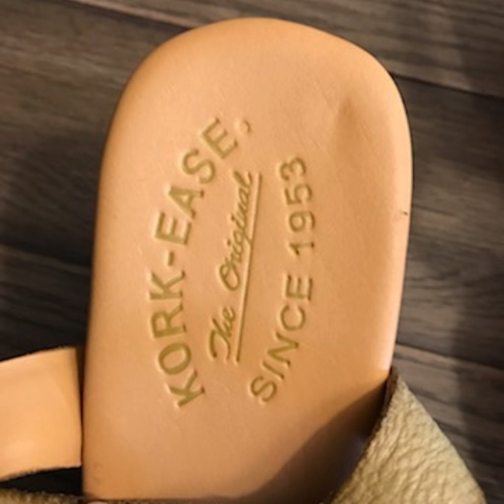 Kork-Ease Olive Green Leather Wedge Sandals - Picture 4 of 13